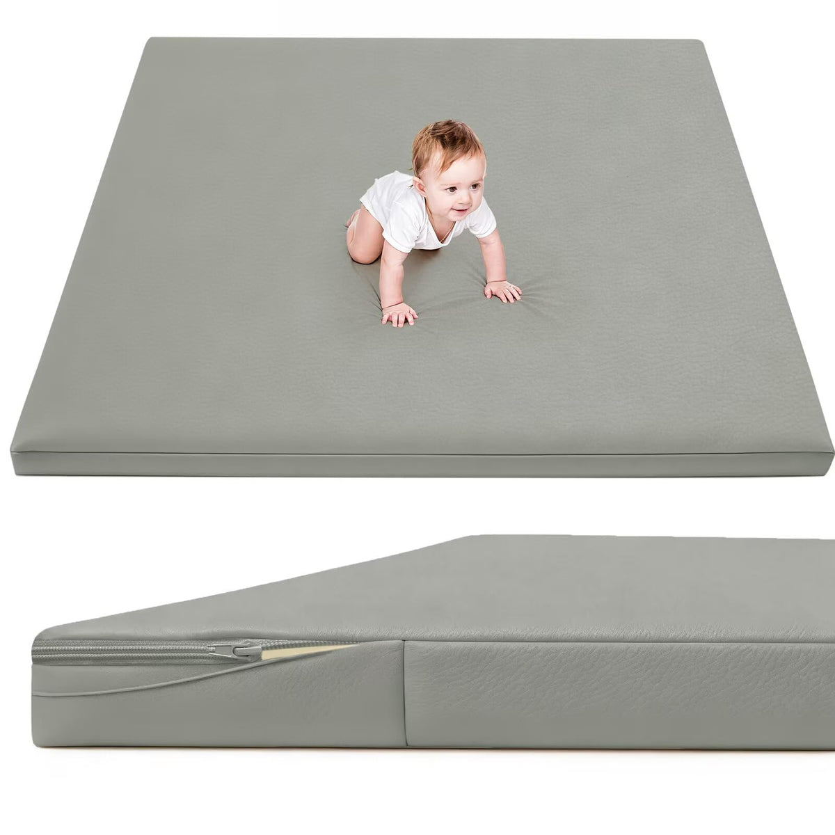 ILPEOD waterproof baby play mat with foam-thick design cushions tummy time on hard floors.