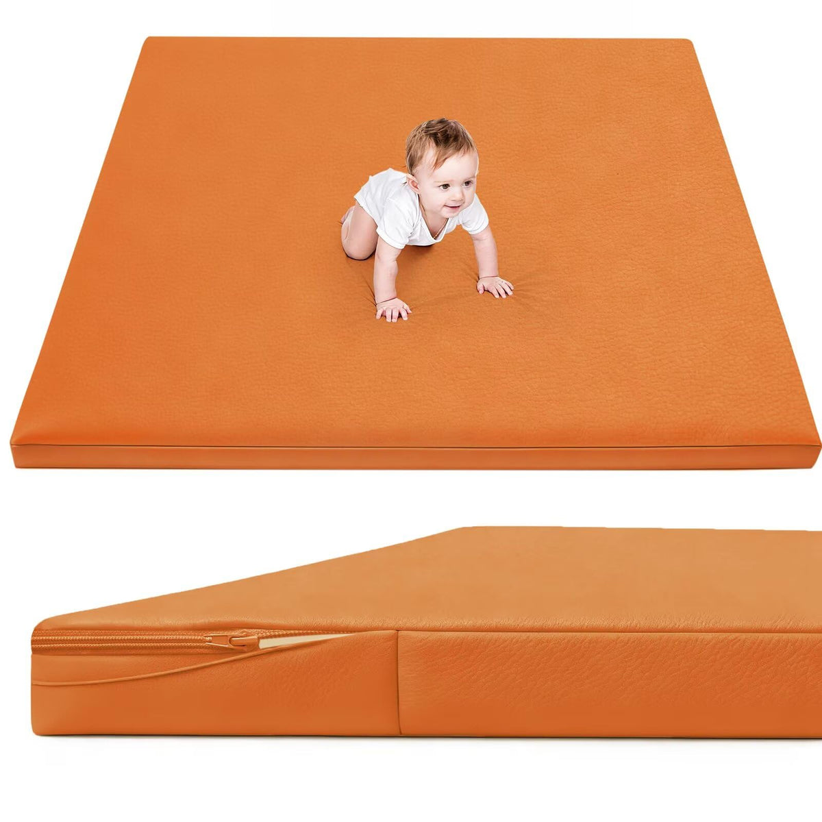 ILPEOD waterproof baby play mat front view with wipe-clean surface