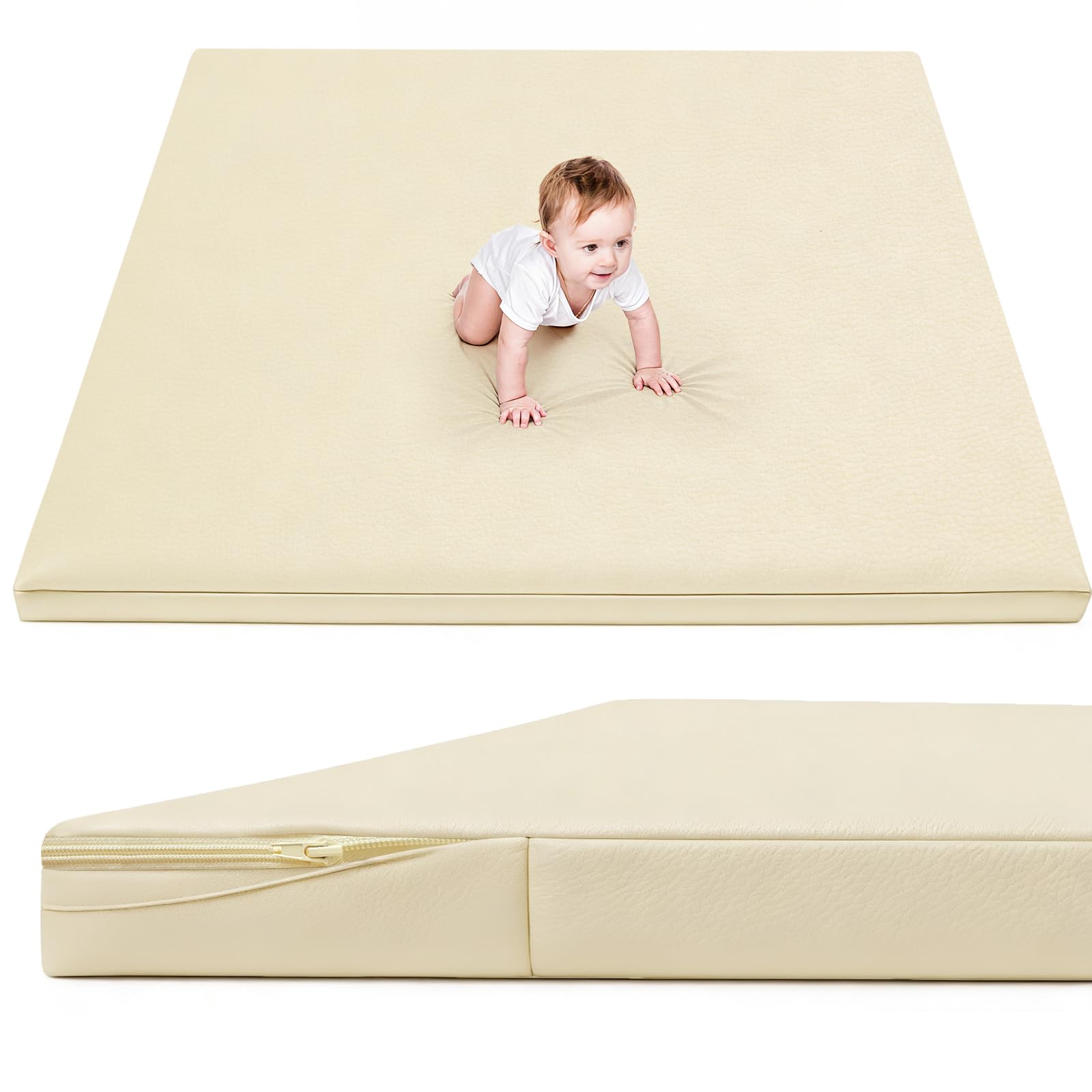 ILPEOD waterproof baby play mat with memory foam for soft tummy time and crawling.