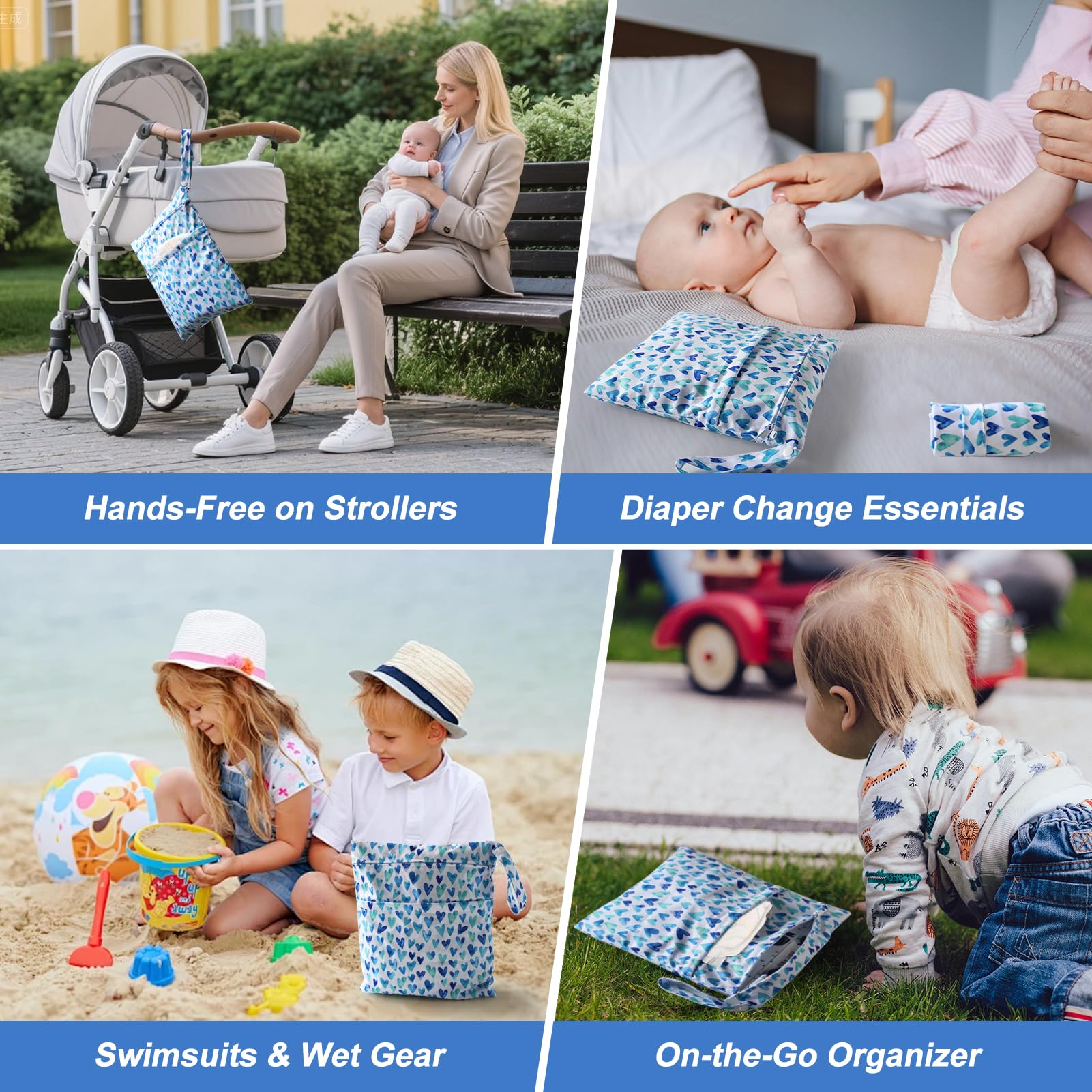 Large capacity stores swimsuits, diapers, and towels for beach days.