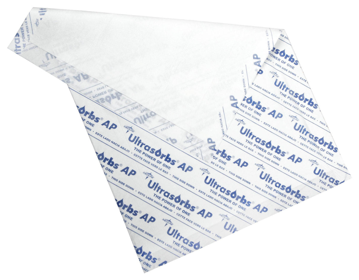 Medline Advanced Plus Ultrasorbs Drypads provide edge-to-edge protection for beds and furniture, absorbing moisture effectively.
