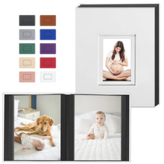Popotop Photo Album 4x6 100 Pockets with Leather Hardcover Cover, Small Photo Album Holder Book with 50Pcs Pages for Family Travel Wedding Baby Gifts