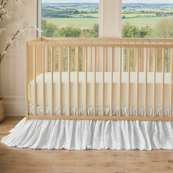 Brandream Scallop Edge Cotton Lace Crib Skirt, Baby Boy, Baby Girl, Gender Neutral Crib Skirt Toddler Bedskirt Dust — product image