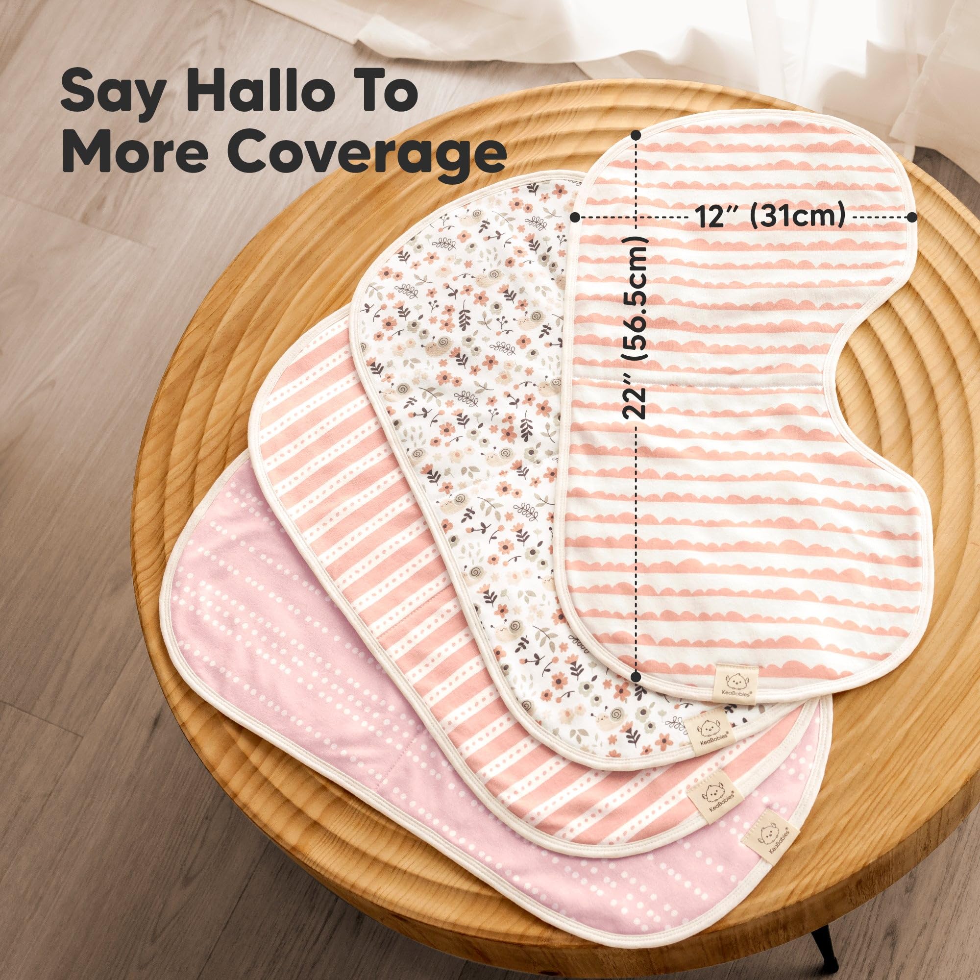 KeaBabies Hallo burp cloths with triple-layer absorbency and softness.