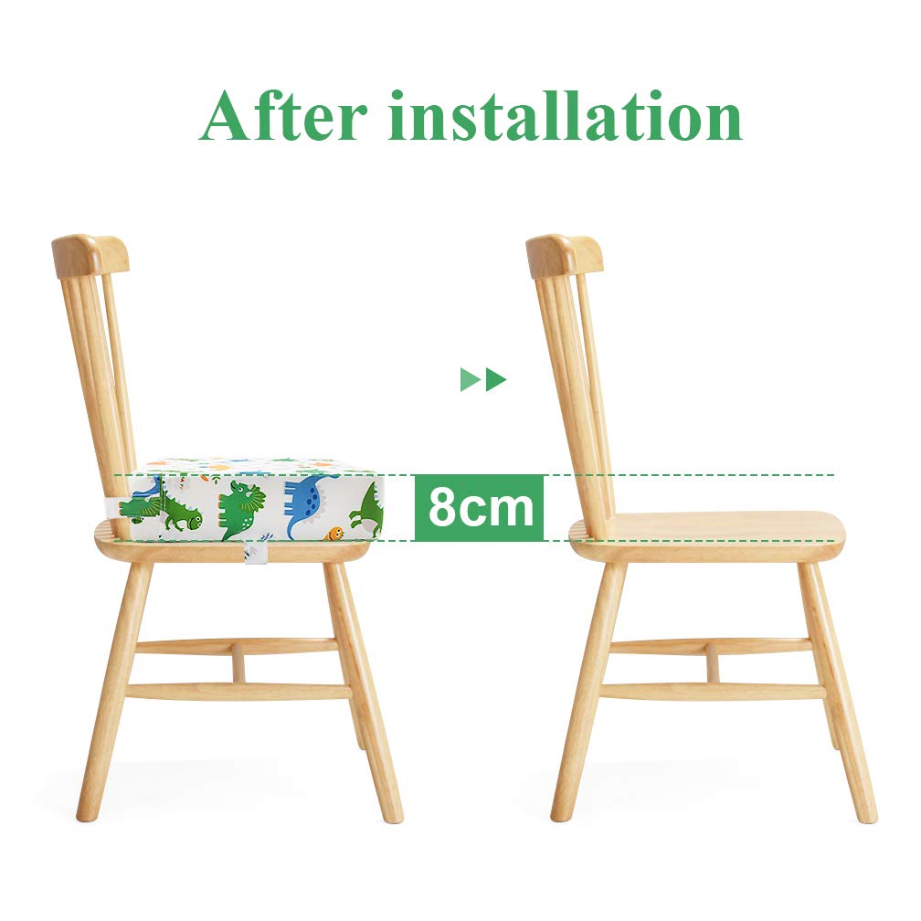 SUNMALL Dining Chair Heightening Cushion - Portable Baby Booster Seat, Adjustable & Washable (White)