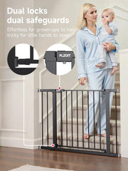 PLZOIT gate in doorway provides chew-proof barrier for kids and pets.