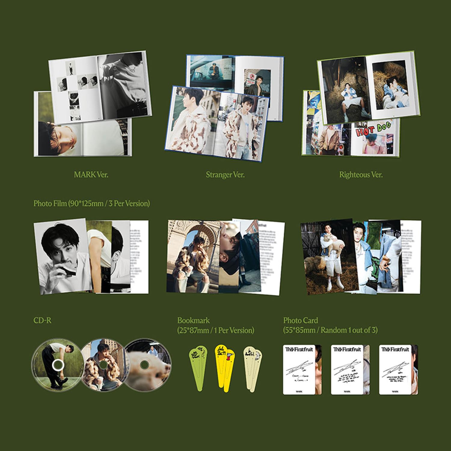 MARK - 1st Album [The Firstfruit] (Photobook - MARK Ver.) Photo Book + Photo Film + CD-R + Bookmark + Photo Card + 4 Extra Photocards