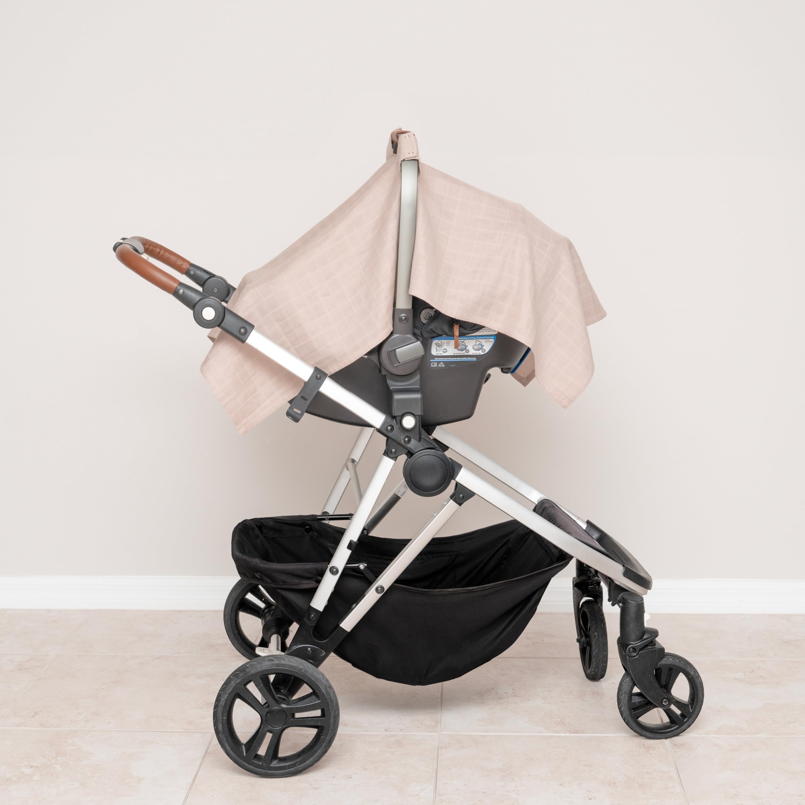 Organic Cotton Mart - 100% Organic Muslin Car Seat Cover for Babies, Lightweight & Breathable 44x30 in Brown
