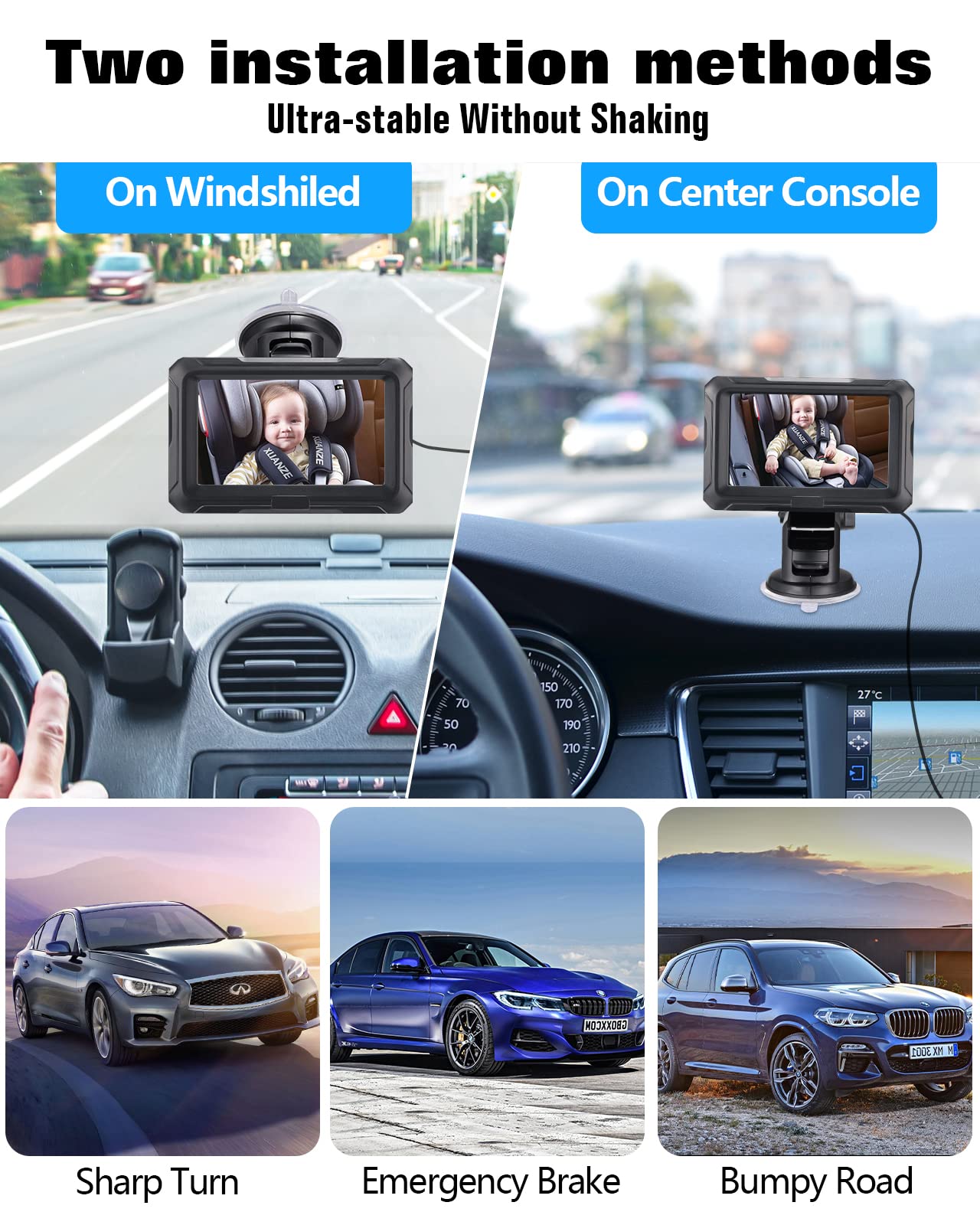 Zacro 150-degree wide view to monitor rear seat