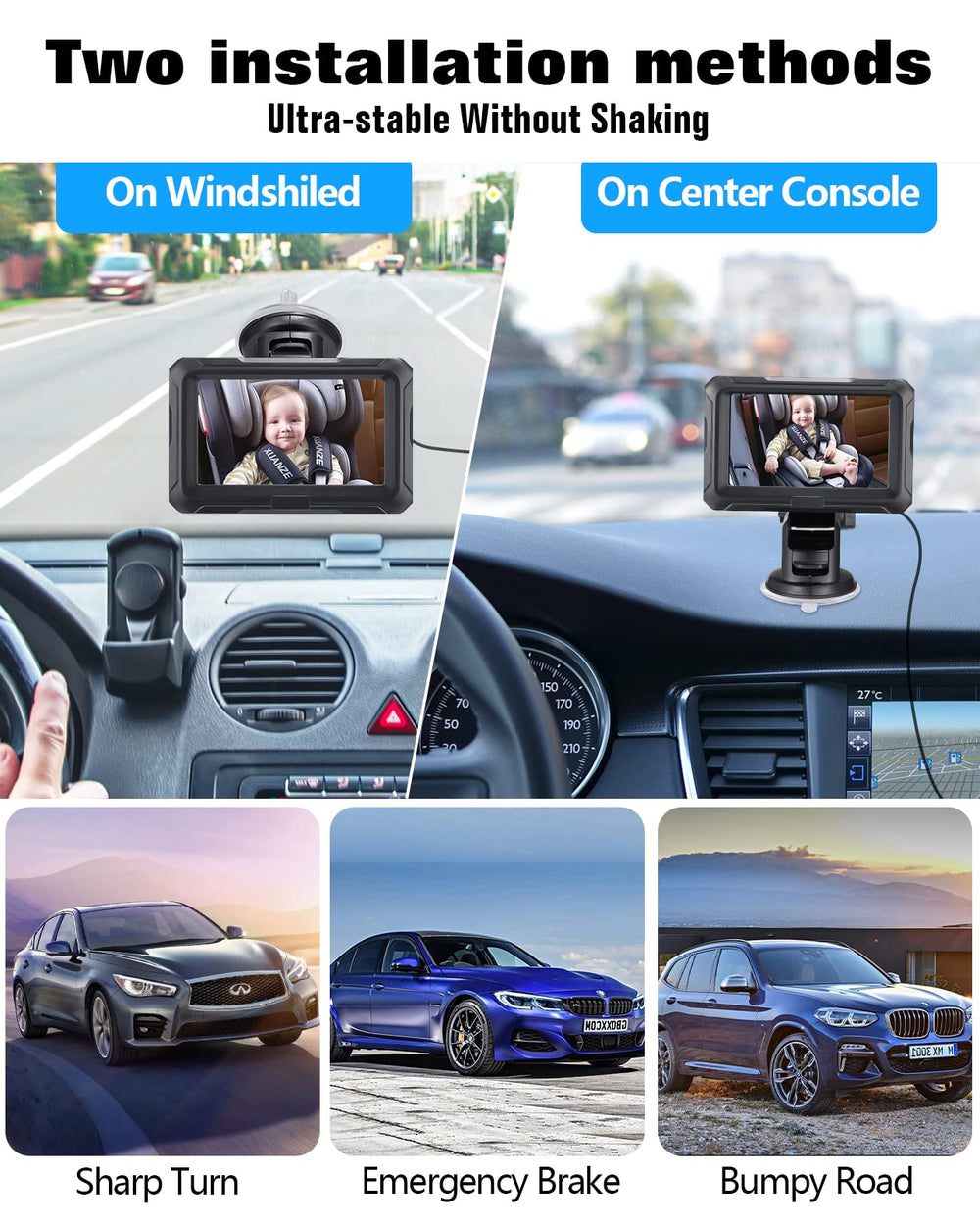 Zacro 150-degree wide view to monitor rear seat