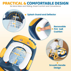 Potty Training Toilet, 2-IN-1 Toddler Potty Training Seats for Kids Baby Infant Boys Girls, Adjustable Potty Seat with ladder, Splash Guard, Anti-Slip Pad and Safety Handle, Blue Yellow