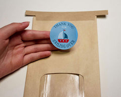 1.9 Inch Thank You Stickers Baby Shower Favor Nautical Boy 60 Labels Navy Blue Red