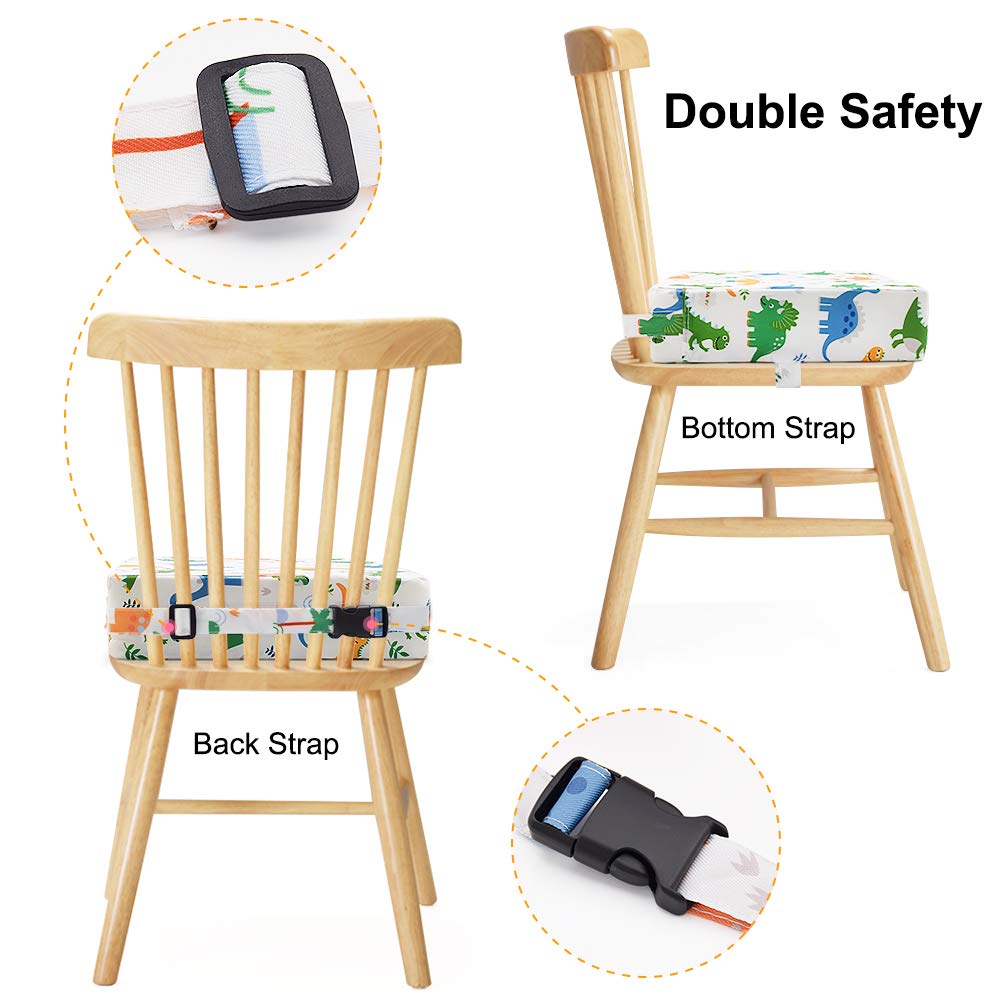 SUNMALL Dining Chair Heightening Cushion - Portable Baby Booster Seat, Adjustable & Washable (White)