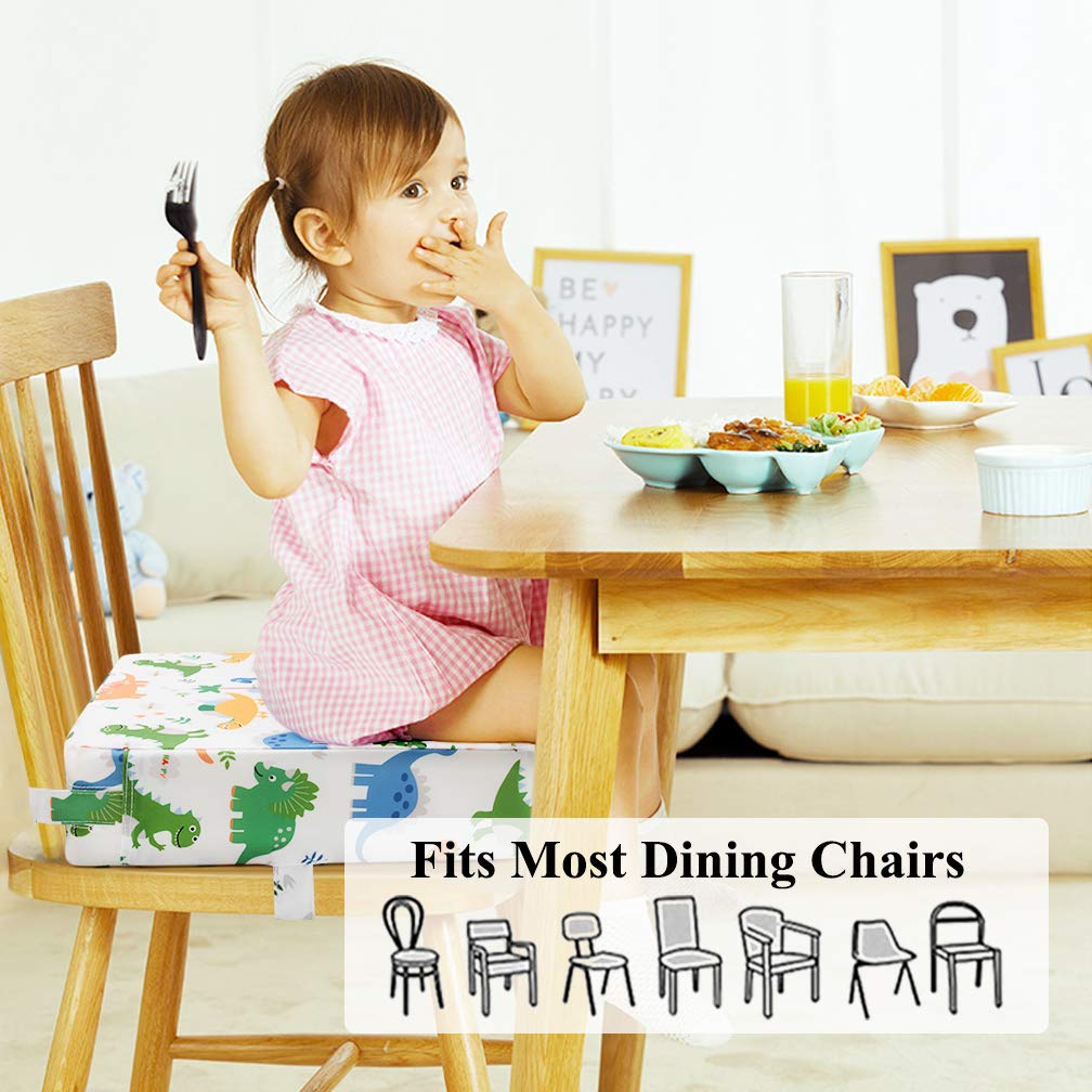 SUNMALL Dining Chair Heightening Cushion - Portable Baby Booster Seat, Adjustable & Washable (White)