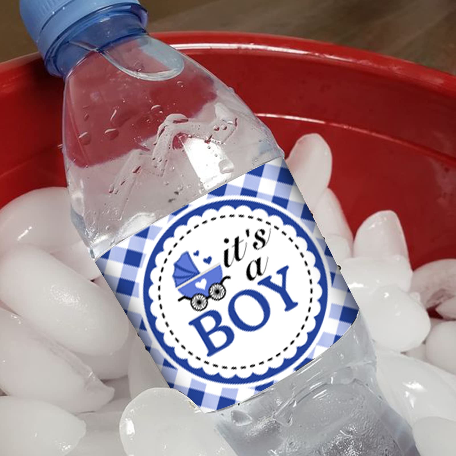 Cheereveal 24Pcs BBQ Baby Shower Water Bottle Labels – Waterproof, Self-Adhesive, Blue