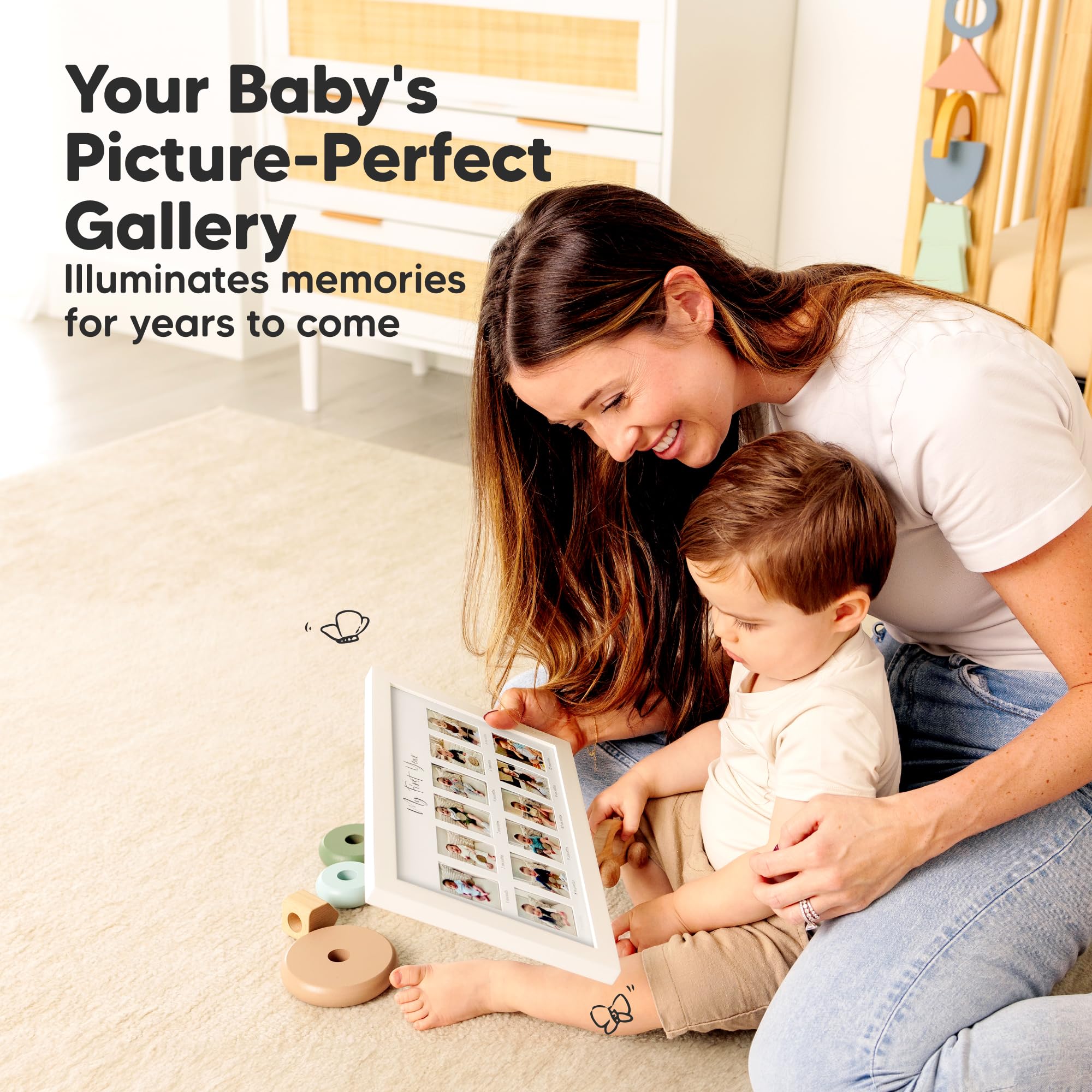 KeaBabies wall-mount display option to create a memory-filled nursery wall.