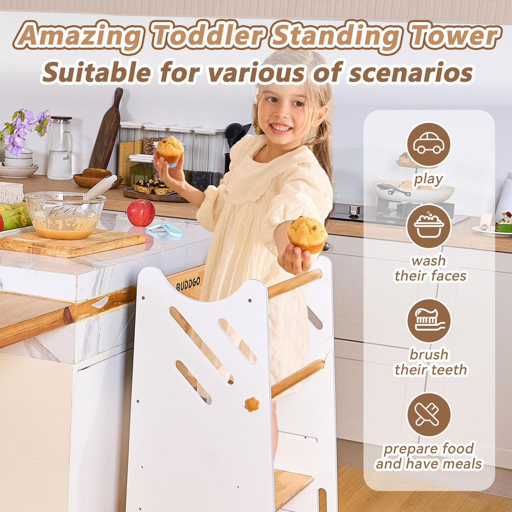 Buddgo versatile toddler tower doubles as a mini activity station