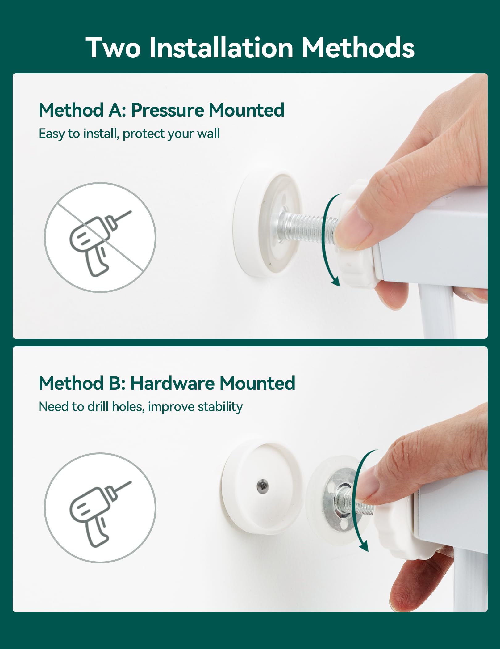Babelio 36.5-57" Extra Wide Baby Gate with Cat Door,Auto Close&Two Way Swing,Pressure Mounted Dog Gates for Stairs,Doorways,Includes 4 Wall Cups and 3 Extension Pieces,White