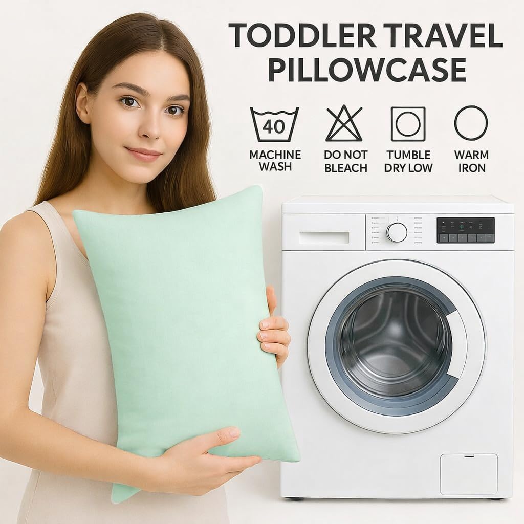 COTTON STICH Toddler Pillowcase Set – 600 Thread Count Cotton, Apple Green (2-Pack, 12x16 Envelope)