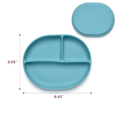 Imagination Junction pink silicone plate set front view with suction base for mess-free meals