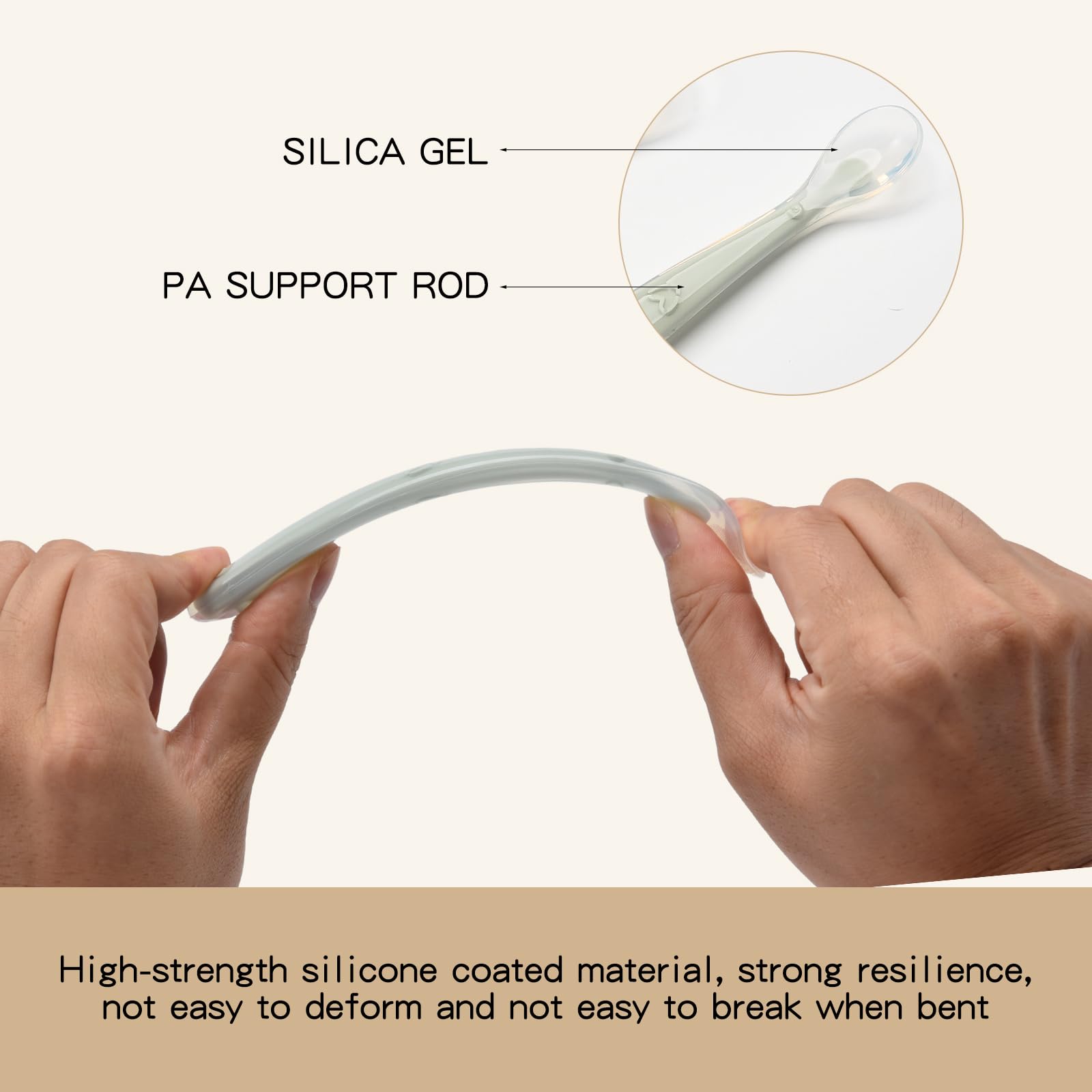 Imagination Junction soft-silicone spoons soothe teething while mealtime feels comfortable