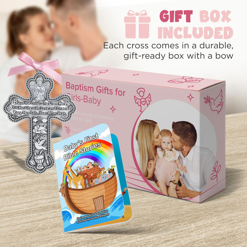 Imerance baby girl baptism display, charming keepsake for years to come.