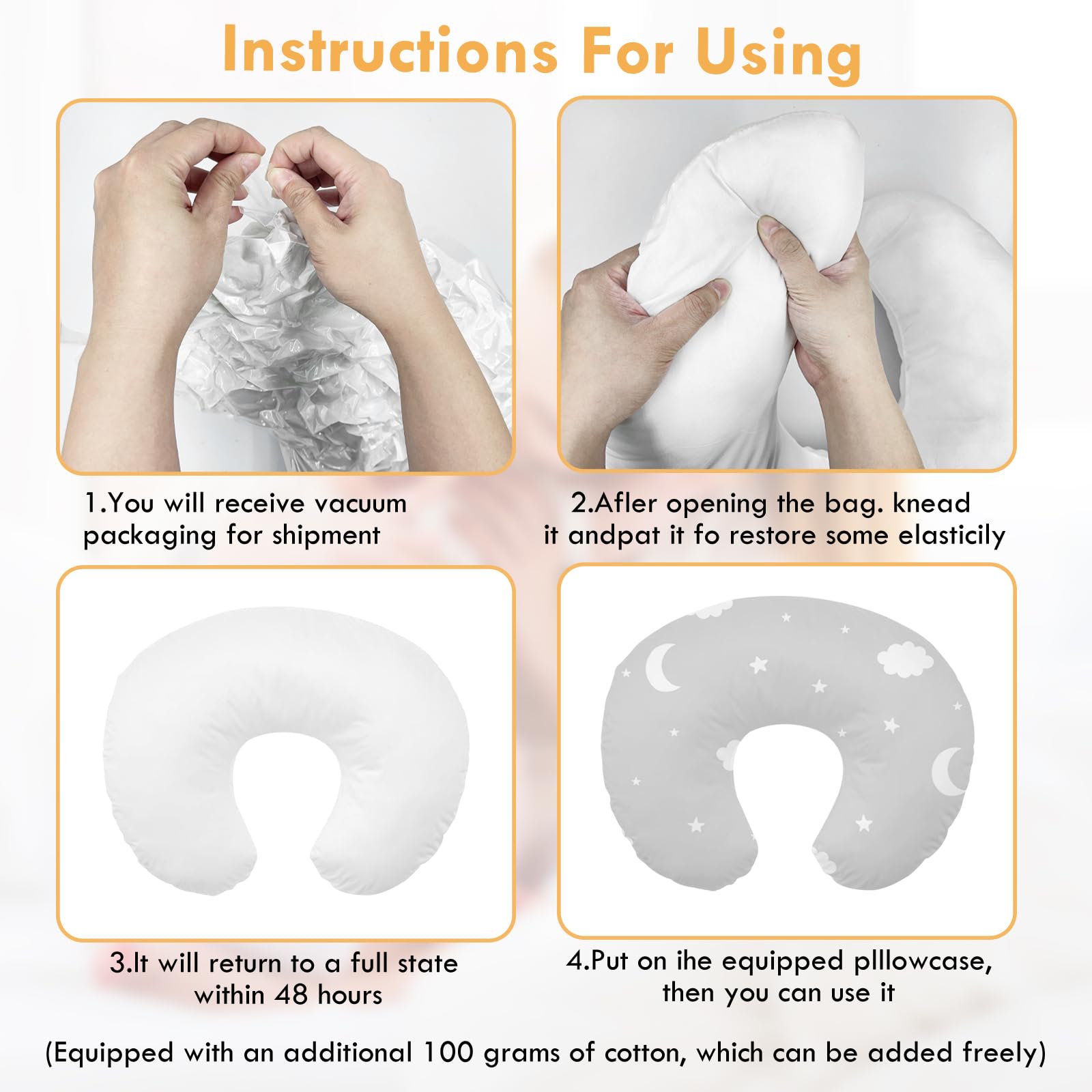 Imlemao nursing pillow arrives vacuum packaged and recovers quickly.