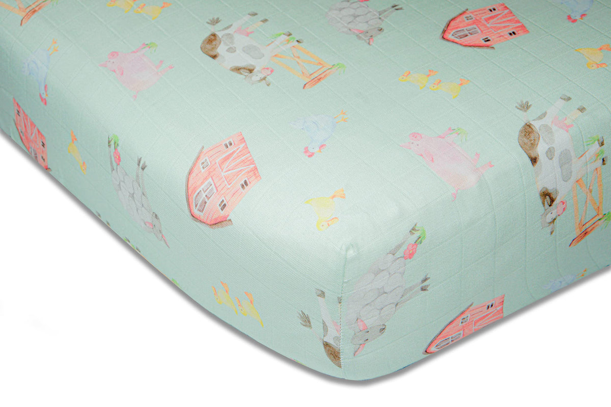 Immispace Los Angeles ultra-soft muslin crib sheet on standard mattress for cozy newborn sleep