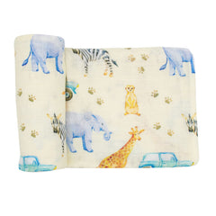 immispace ultra-soft swaddle blanket with safari print for cozy newborn sleep