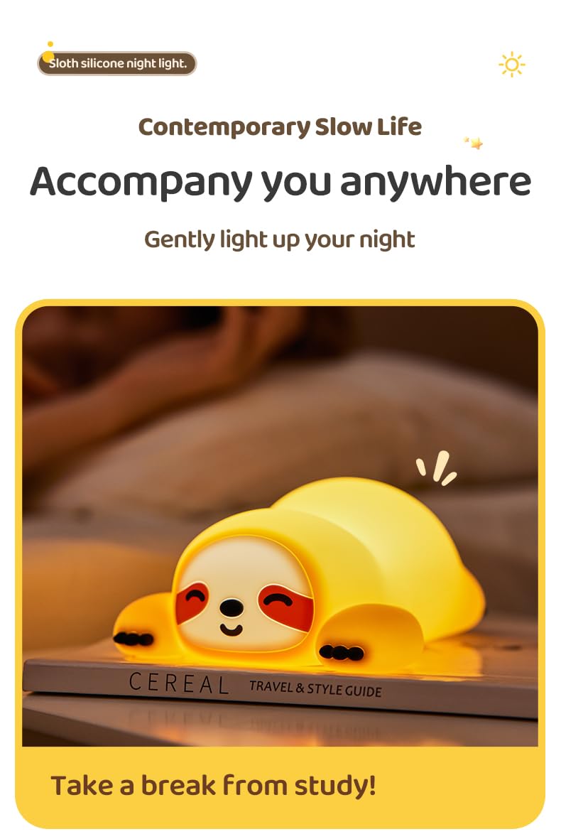 IMMORROSA gift idea sloth night light for kids and fans