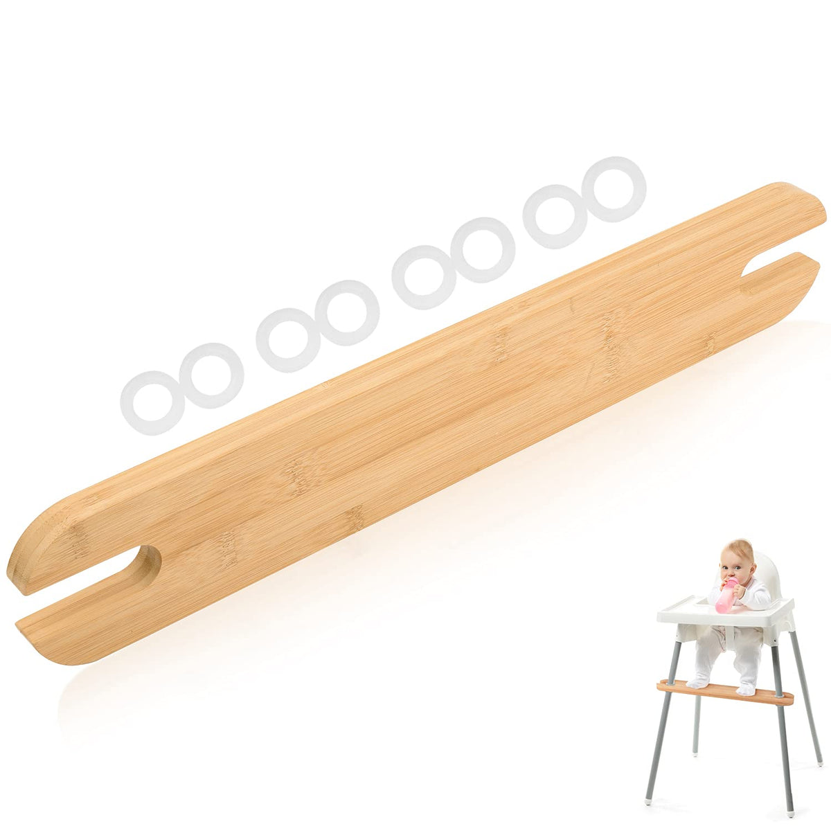 IMPRESA Bamboo Foot Rest assembly for secure chair attachment and stable meals.