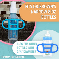 IMPRESA bottle handles con agarres texturizados para un manejo más seguro del biberón.