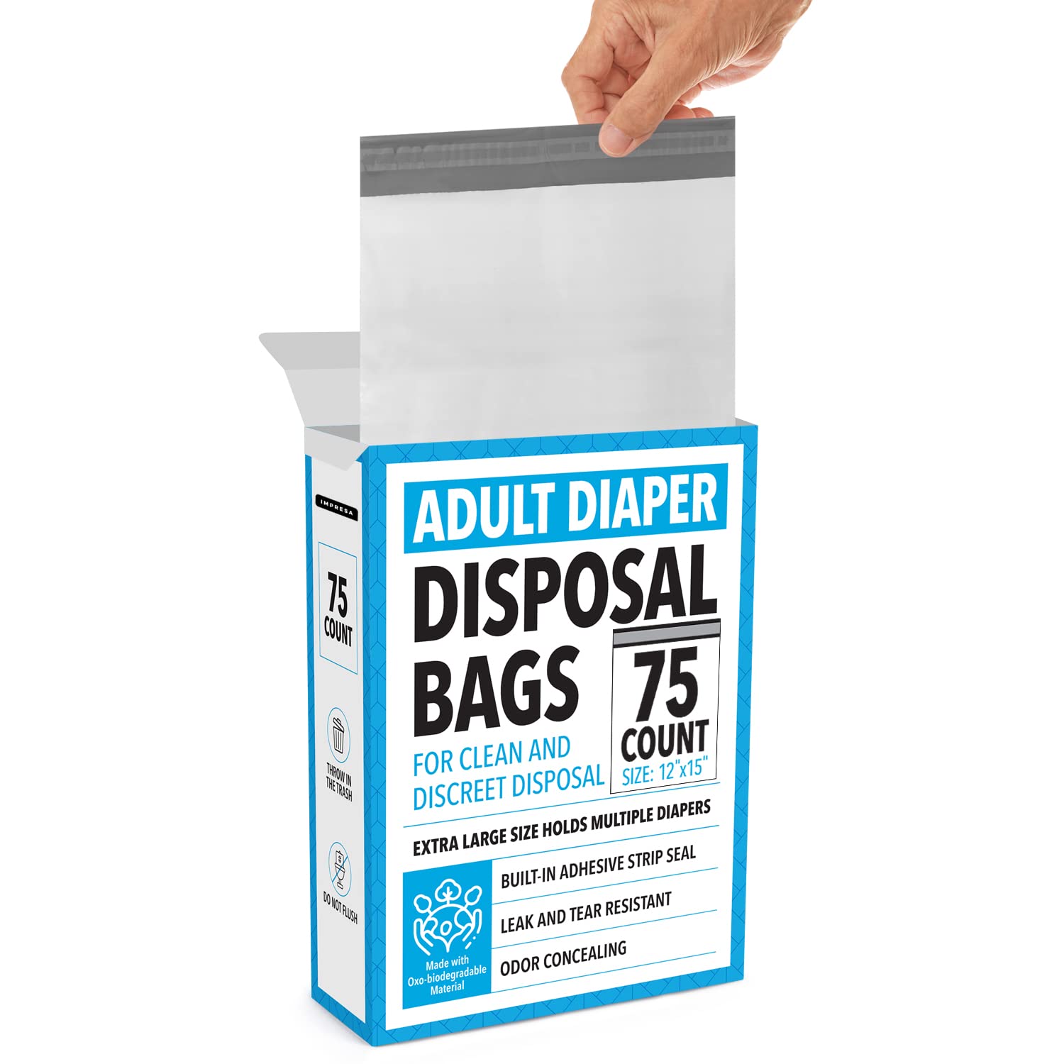 IMPRESA opaque design diaper bags offer discreet disposal and privacy.
