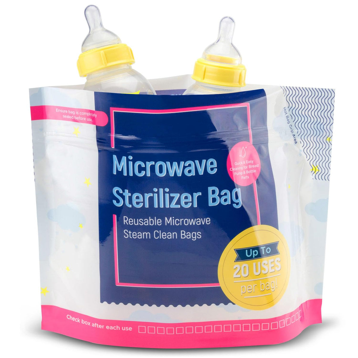 IMPRESA microwave steam bag pack shot showing reusable design for quick cleaning.