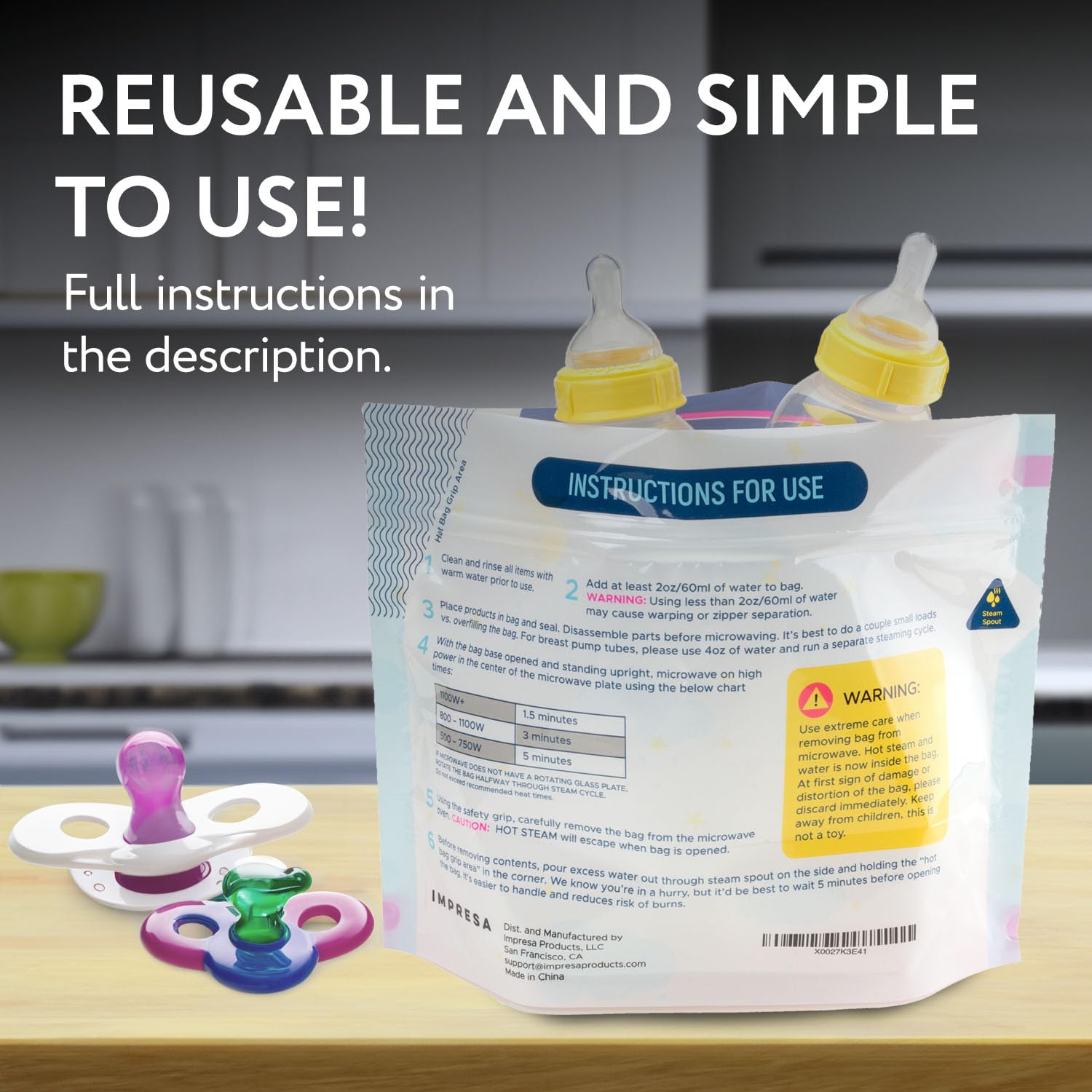 IMPRESA safety grips aid easy handling with water-only setup.