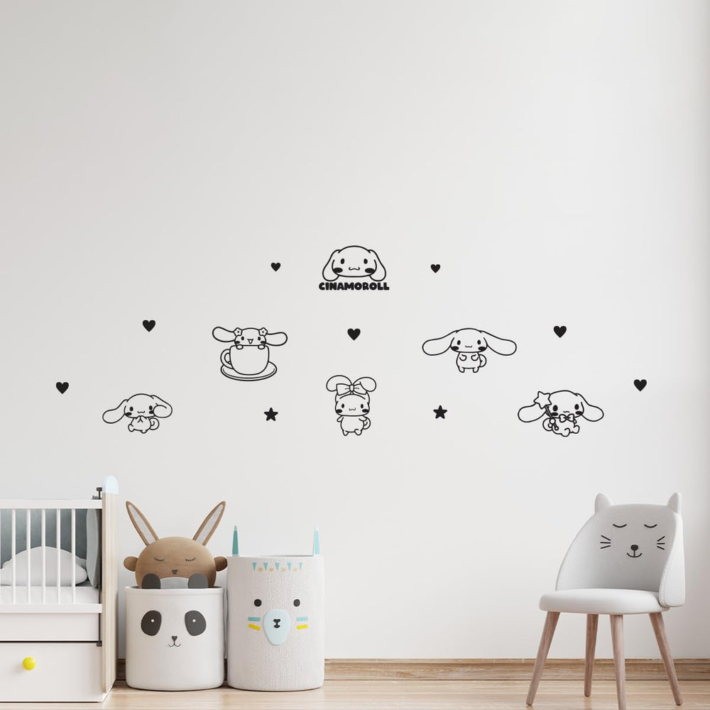 Imprinted Designs Cinamoroll 7x5 wall decal on a smooth wall adds playful charm