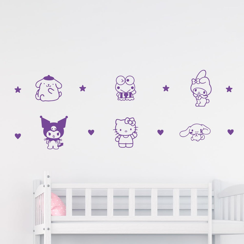 IMPRINTED DESIGNS Sanrio Pack playroom decal 7x5, easy to apply on clean surfaces
