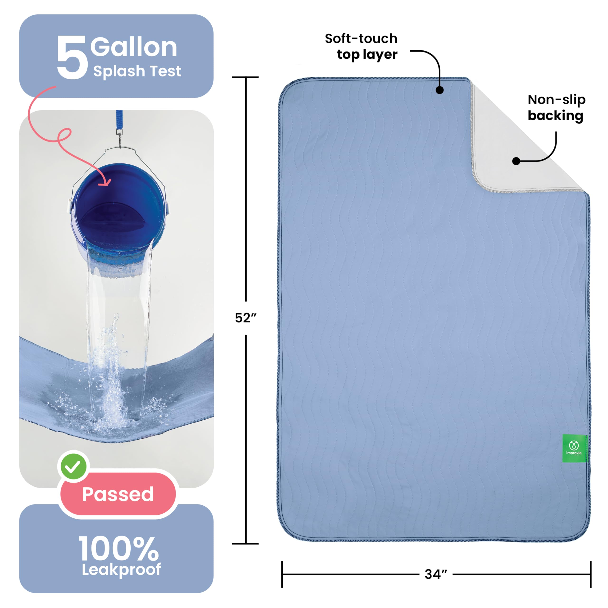 IMPROVIA reusable underpads suitable for kids, adults, and pets.
