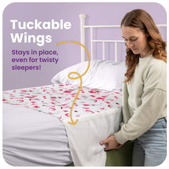 IMPROVIA tuckable-wings image demonstrates secure fit under mattress