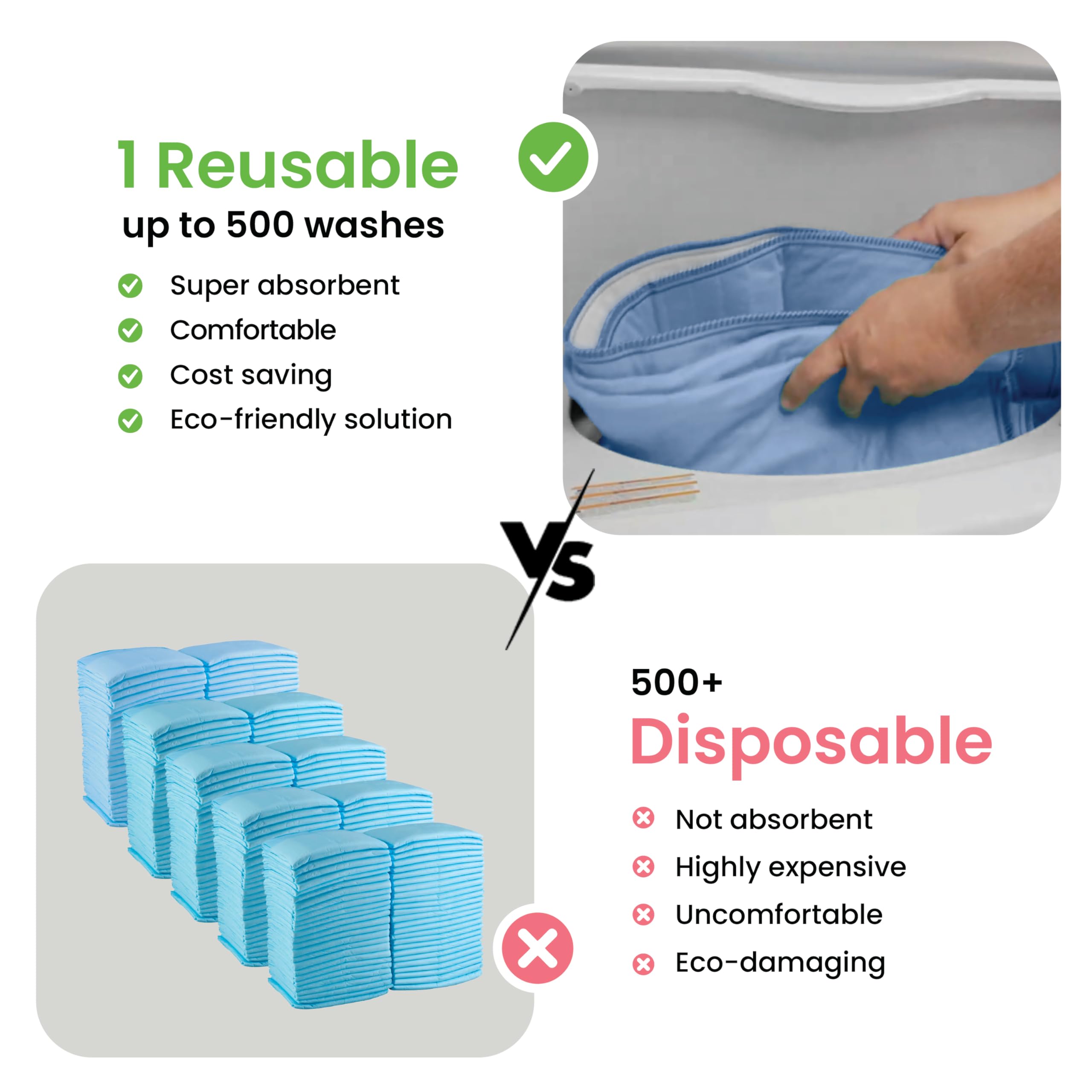 IMPROVIA underpad easy care with wash and dry routine.