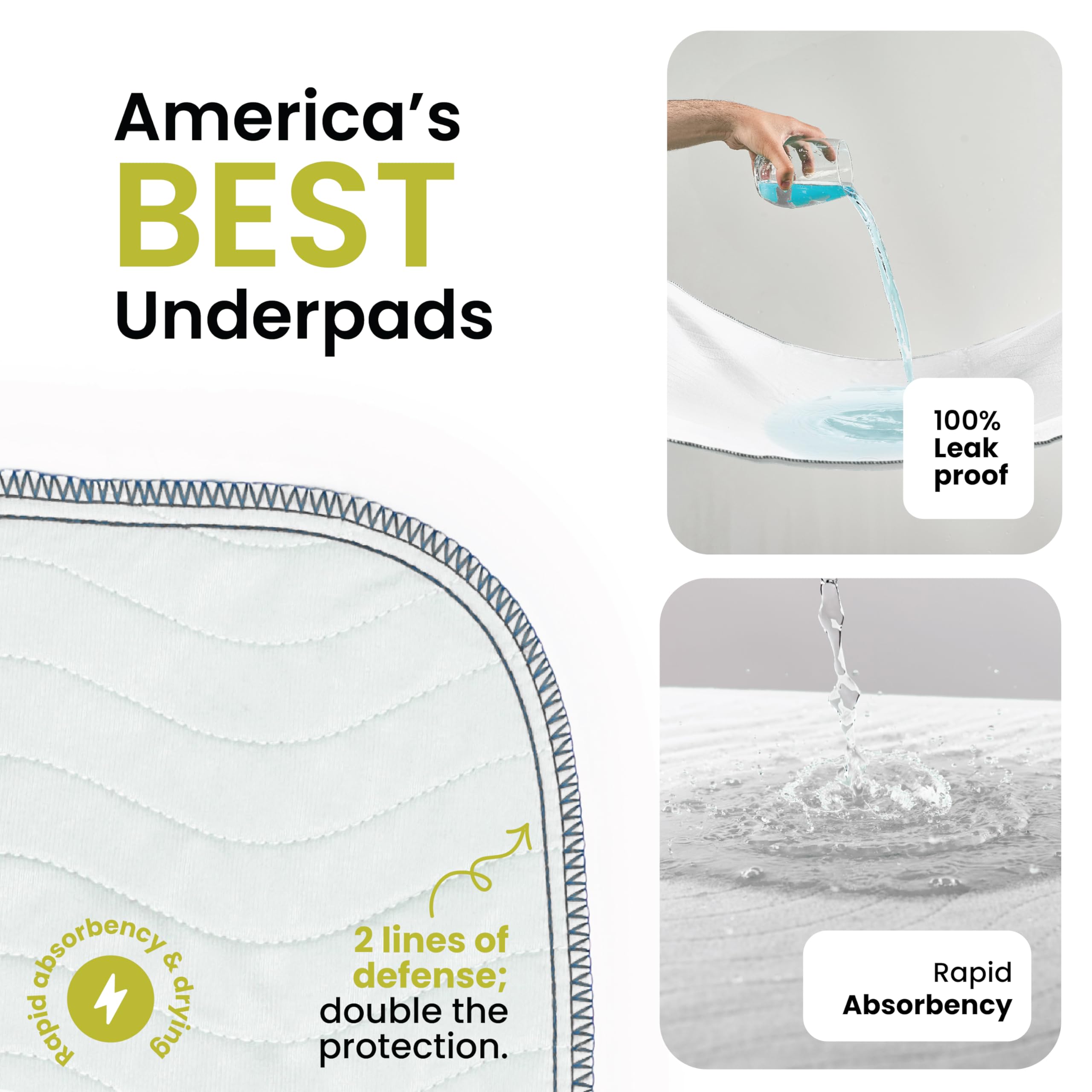 IMPROVIA edge-wicking underpad demonstrates fast absorption toward edges and leak protection.