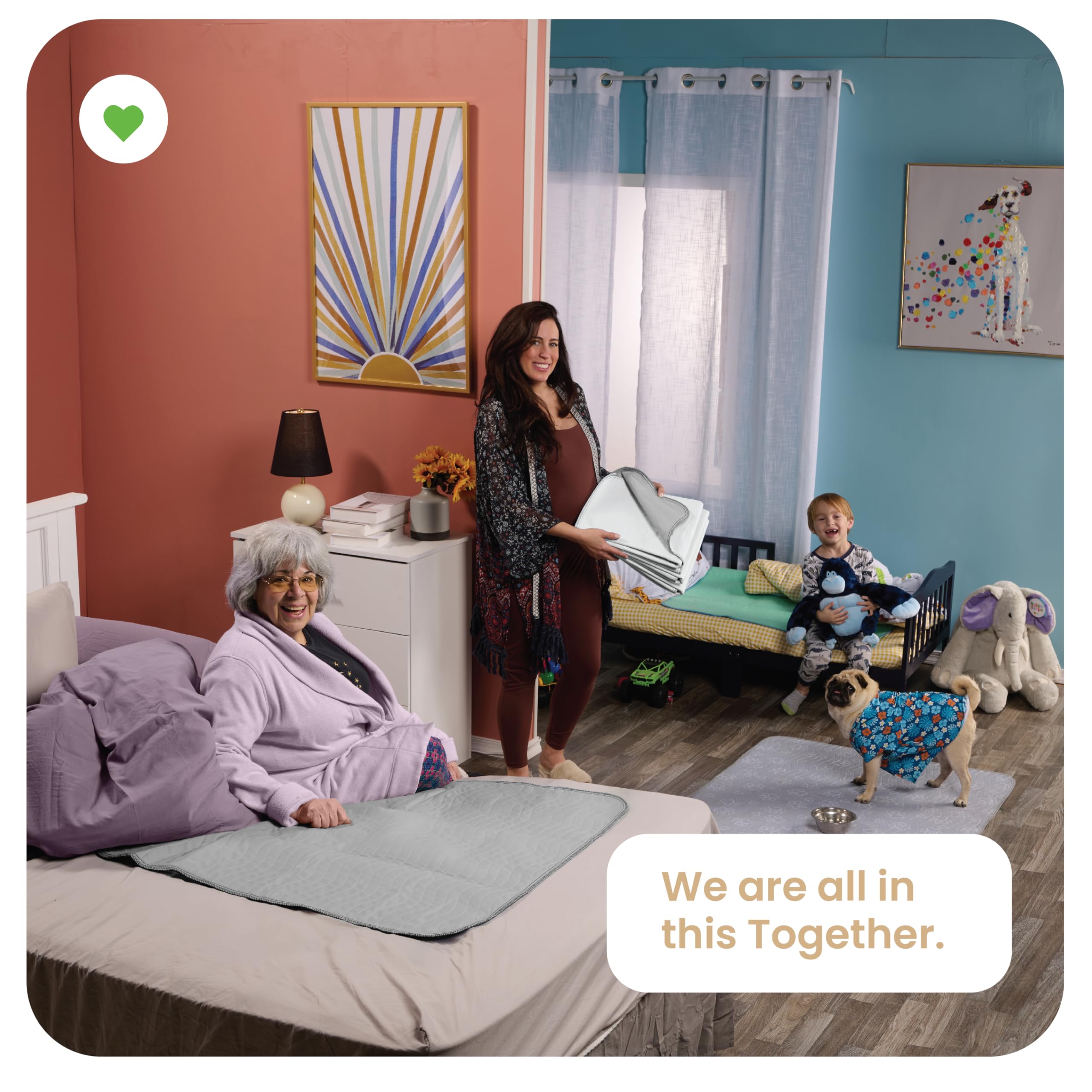IMPROVIA Underpads waterproof backing protects floors and furniture.