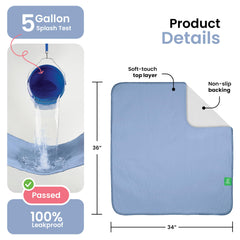 IMPROVIA blue waterproof underpad guarding floors during spills and accidents