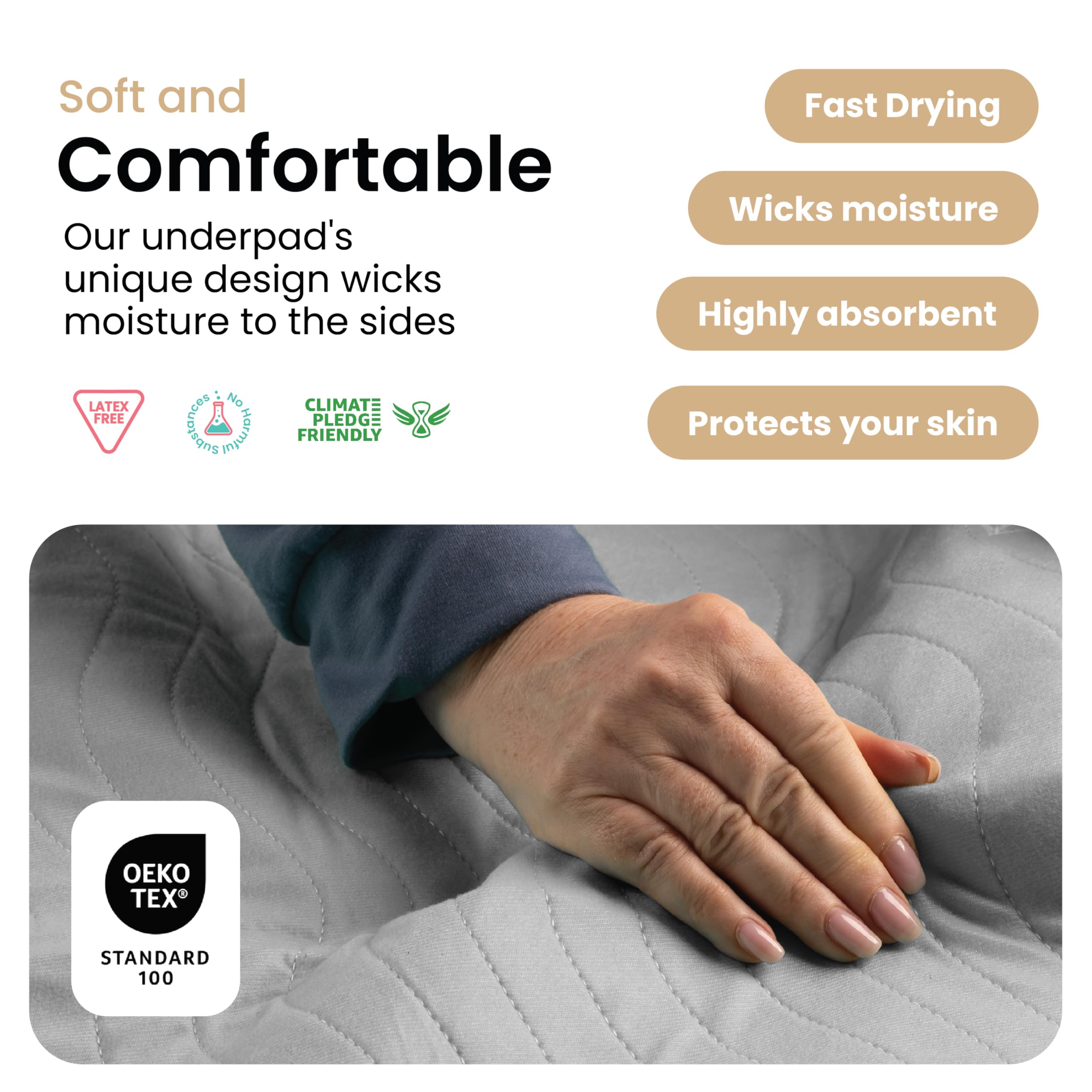 IMPROVIA waterproof bed pad shown on a clean surface for reliable protection.