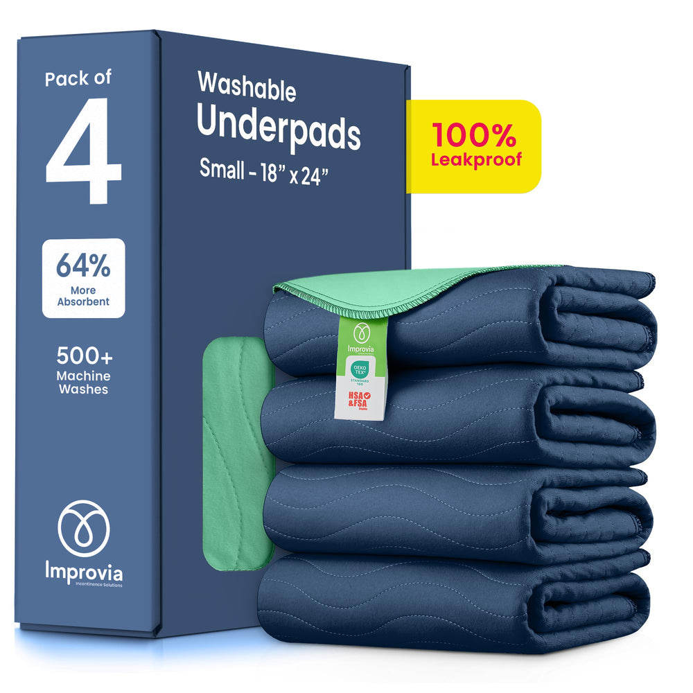 IMPROVIA washable underpad with edge-wicking demonstrates leak protection.