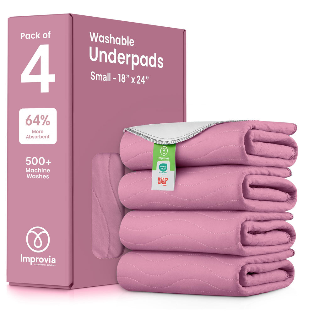 IMPROVIA washable underpad packaging shows a durable multi-pack solution for long-lasting protection.