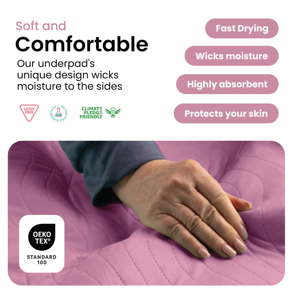 IMPROVIA washable underpad in pet setting shows absorbent coverage for pets.