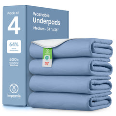 IMPROVIA Washable Underpads pack of four protecting floors with blue color and generous coverage