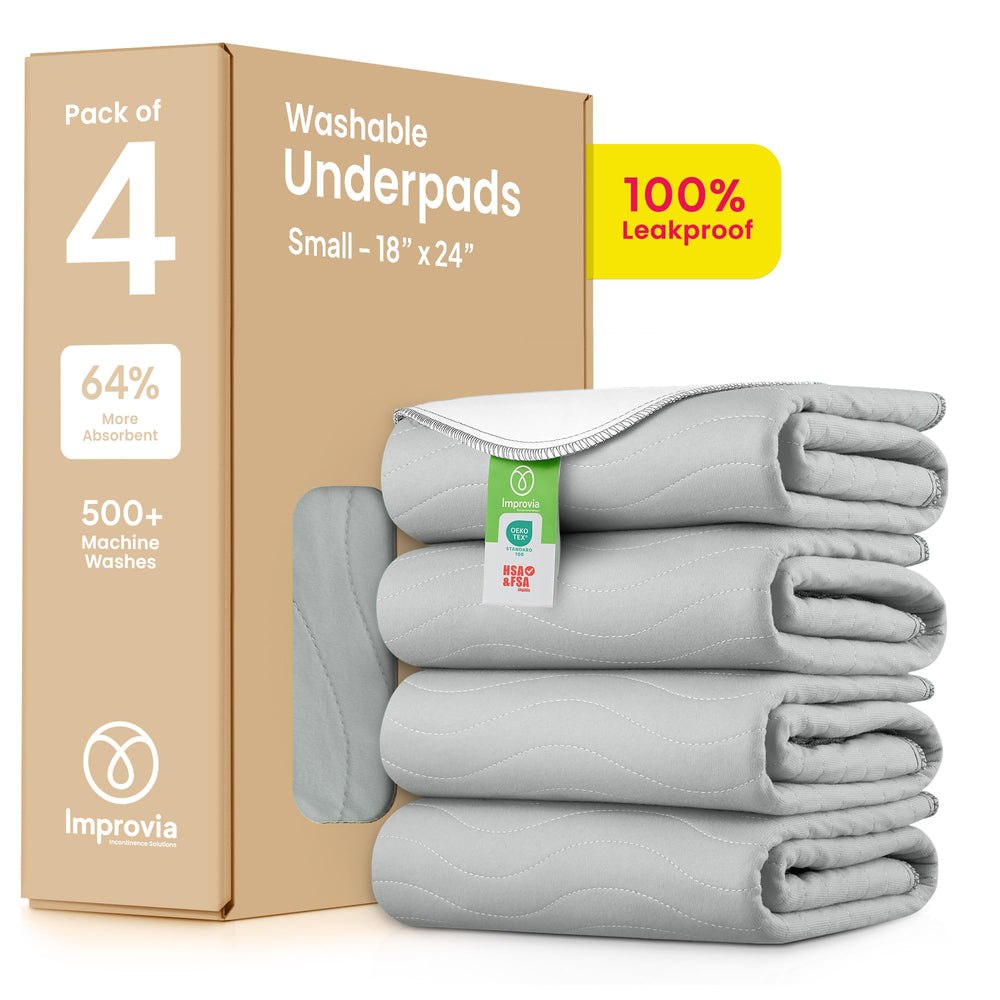 IMPROVIA Washable Underpads edge-wick tech for leakproof protection.
