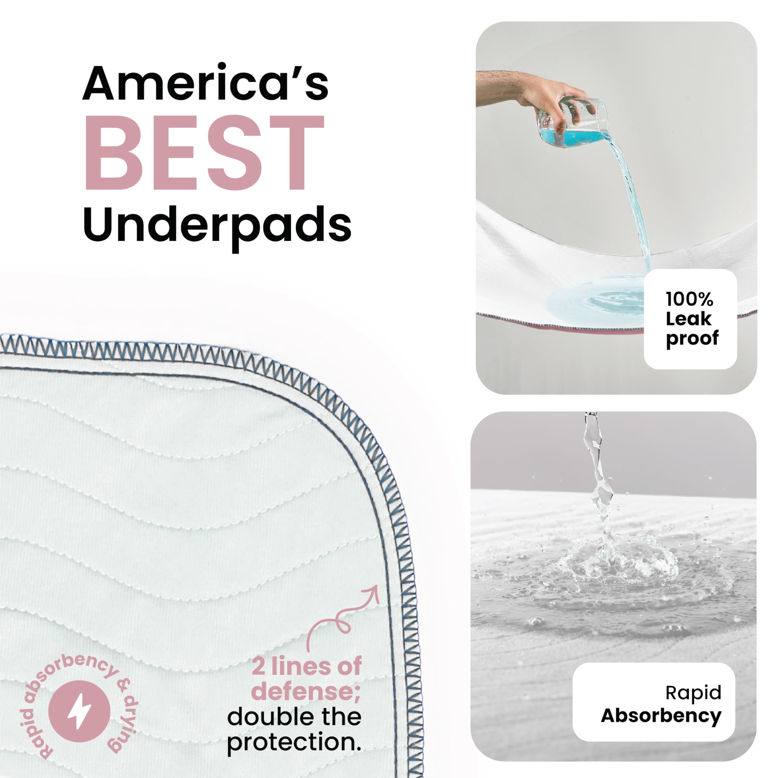 IMPROVIA underpads demonstrate quick-dry capability for reuse.